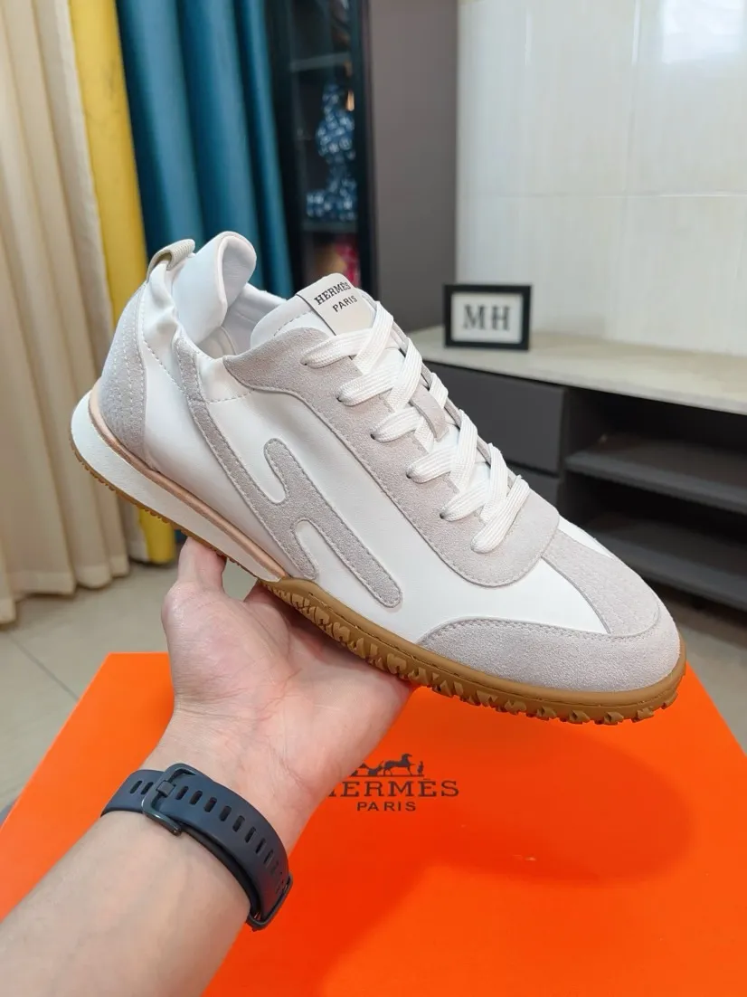 Men's shoes 💰480🌸🌸[HERMES] Hermès sneakers, the upper is made of calfskin and suede, imported materials, full of texture, the lightweight sole is decorated with contrasting patterns, creating a versatile fashion style. Size: 38-44, 45 customized